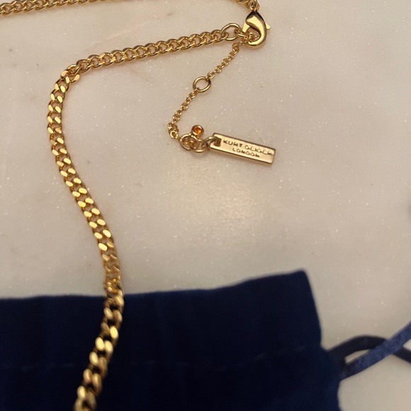 Kurt Geiger Gold & Teal Eye Pendant Necklace (Like New But Missing Enamel Pupil) - Picture 7 of 8